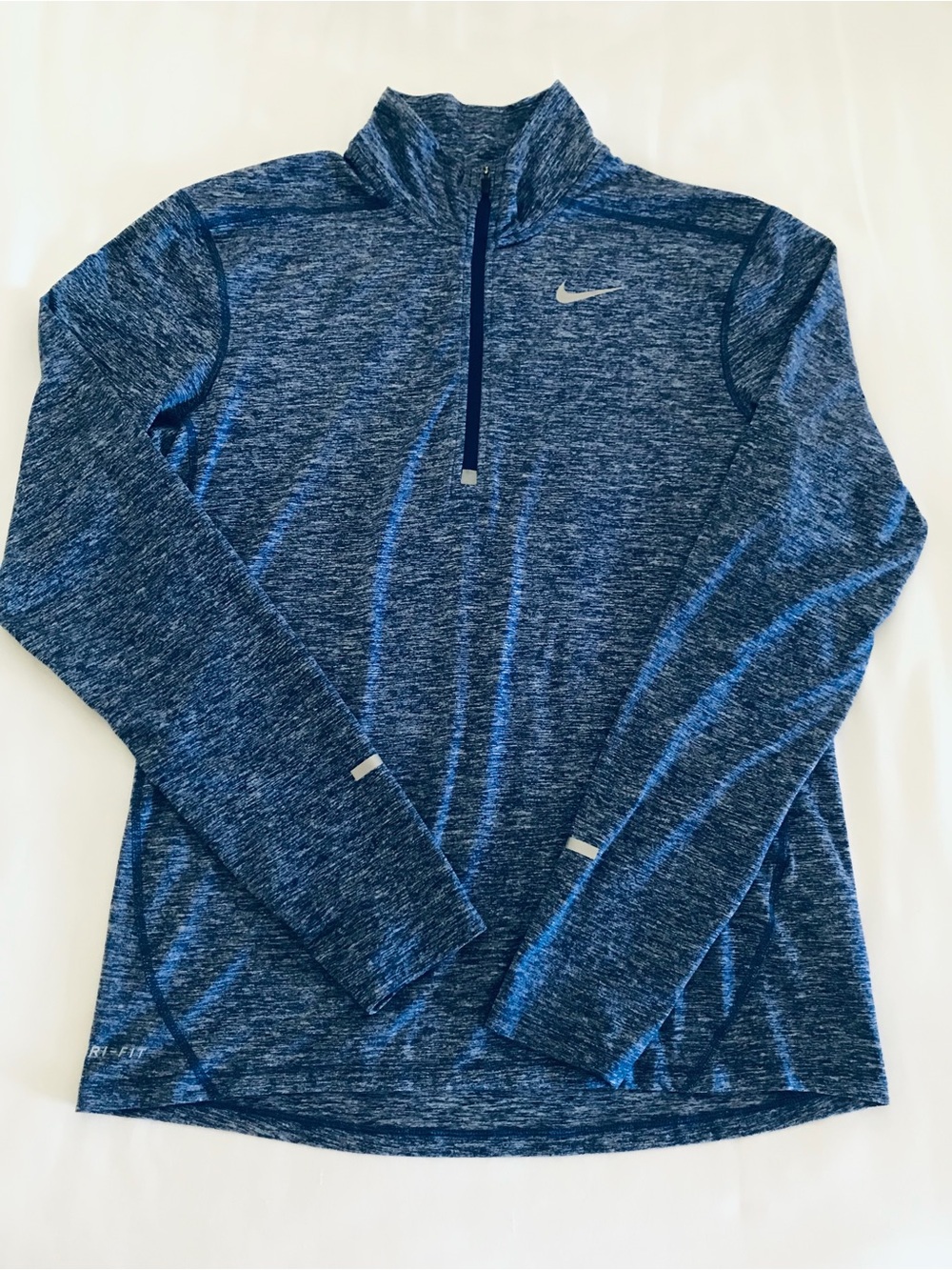 Nike Dri-FIT Quarter-Zip Running Pullover Heather Blue Size M Thumb Hole Sleeve